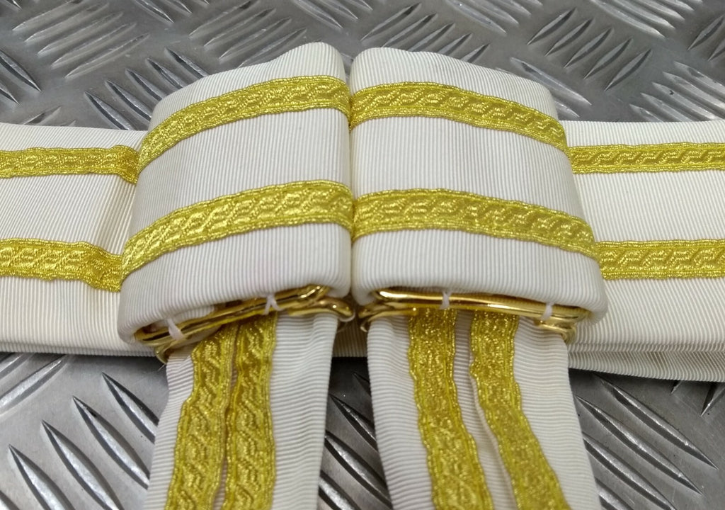 Genuine British Made Senior Officers Ceremonial Gold Braided White Waist Sash