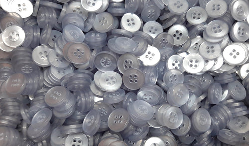 10 Vintage Buttons 4 Hole For Dress Shirts Pearlesque Cool Blue 12.6mm NOS
