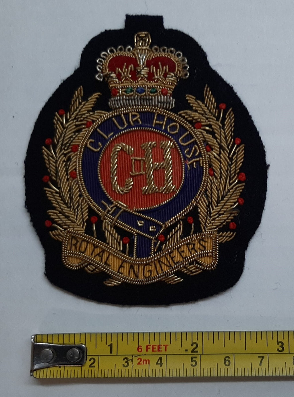 Royal Engineers Club House Blazer Badge Queen's Crown Hand Embroidered RE Patch