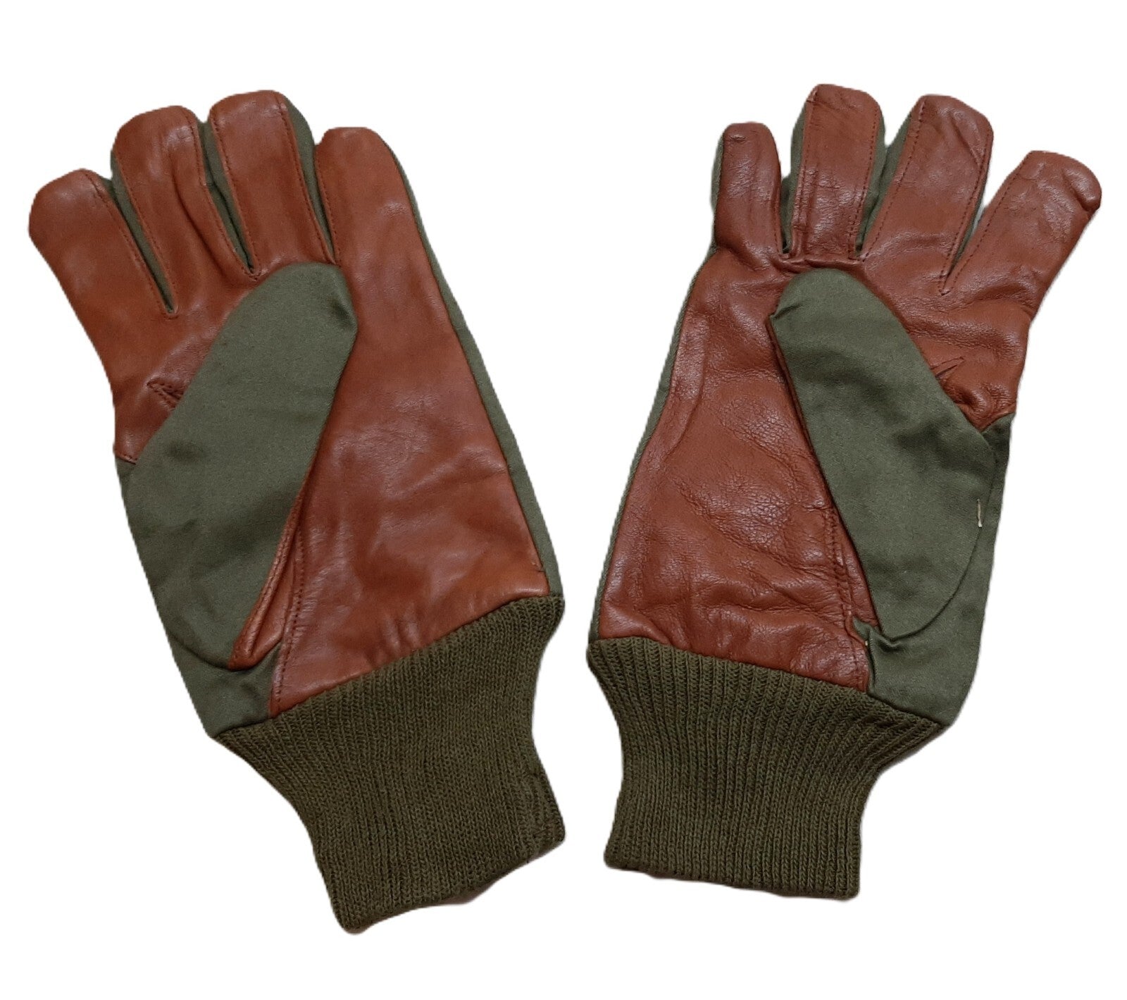 Aircrew Gloves RAF Royal Air Force & British Army 1980s Pattern Leather Palm Cotton Lined NOS
