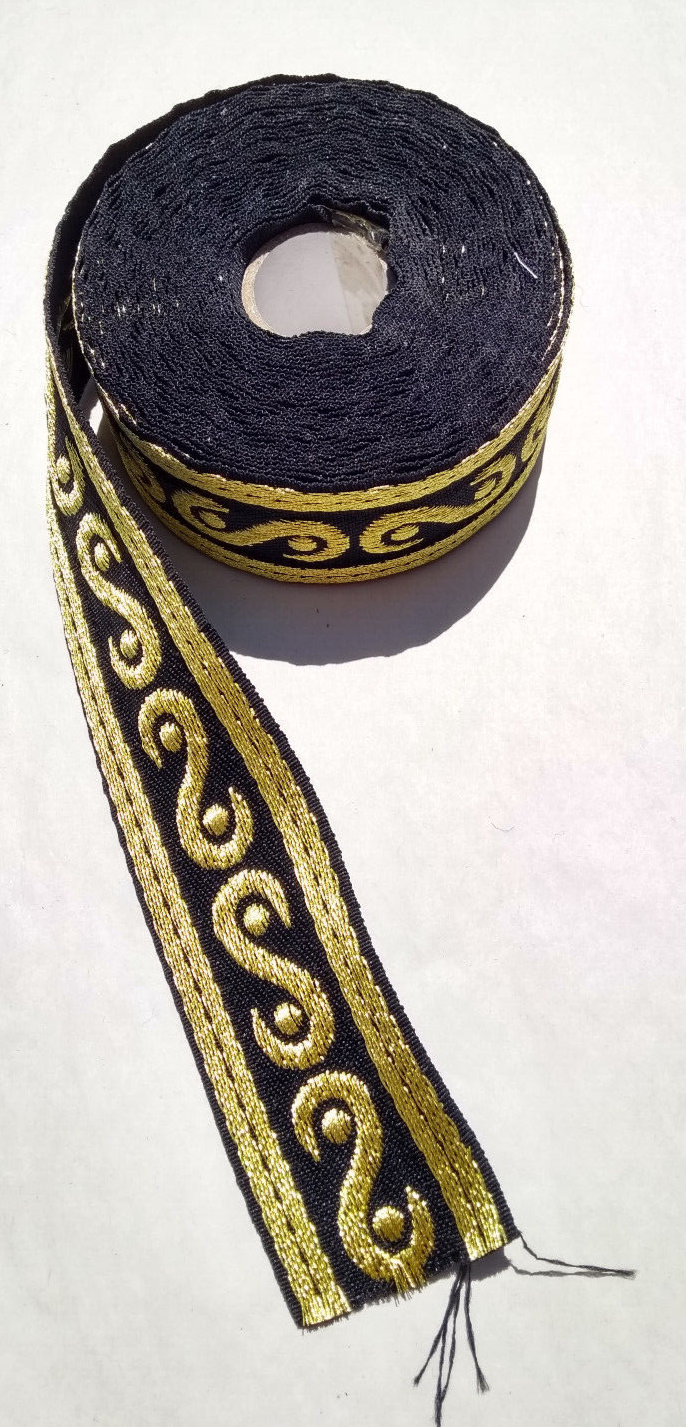 Black & Gold Decorative Lace / Band 38mm wide Genuine British Made