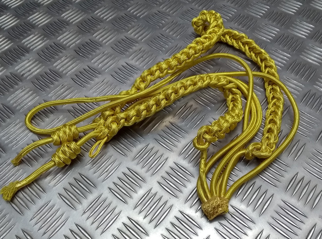 Army Ceremonial Aiguillette / Officers Lanyard Metallic Gold No Tip Ends Present