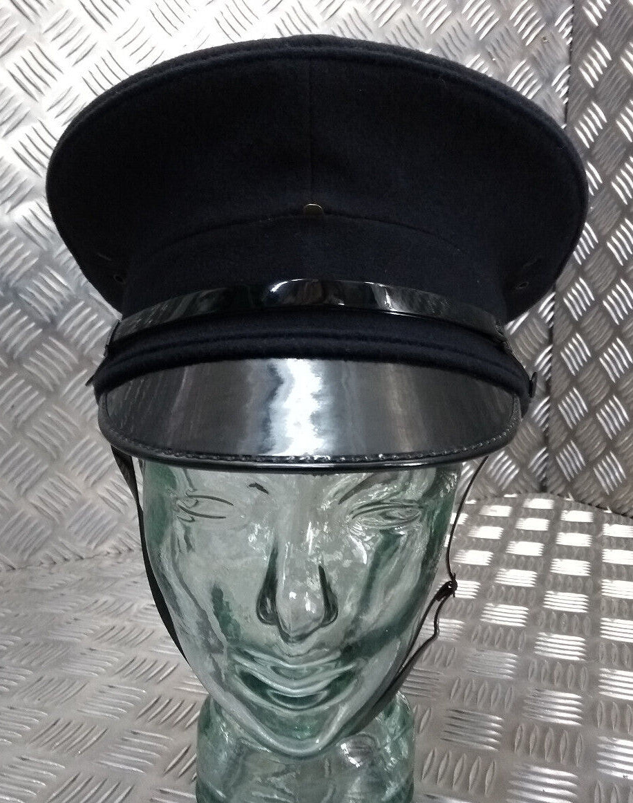 Black Dress Hat Genuine British Made Uniform Visor Cap - Assorted Sizes