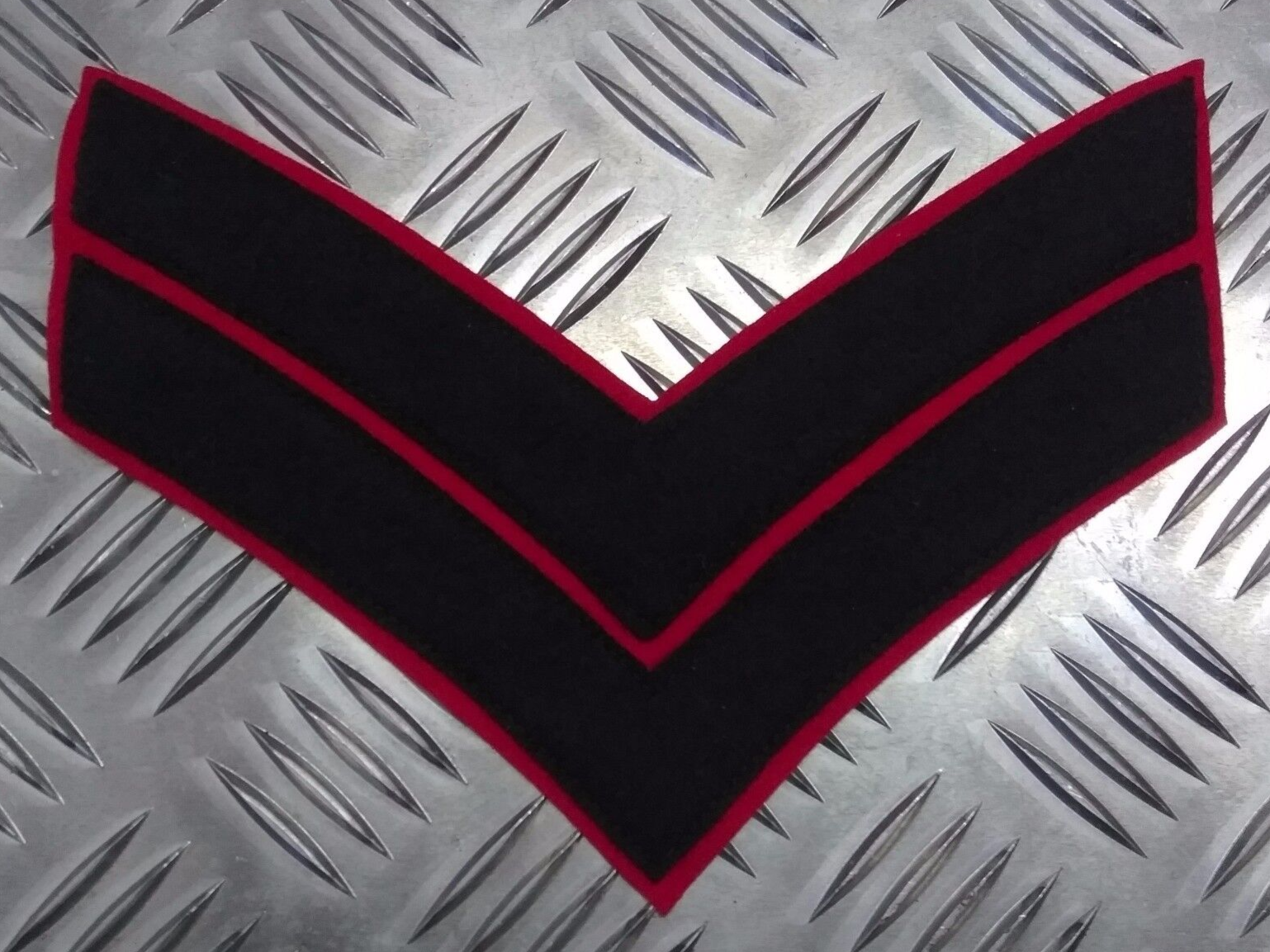 Greatcoat Corporal Large Rank Stripes / Chevrons Army Navy on Red - NEW