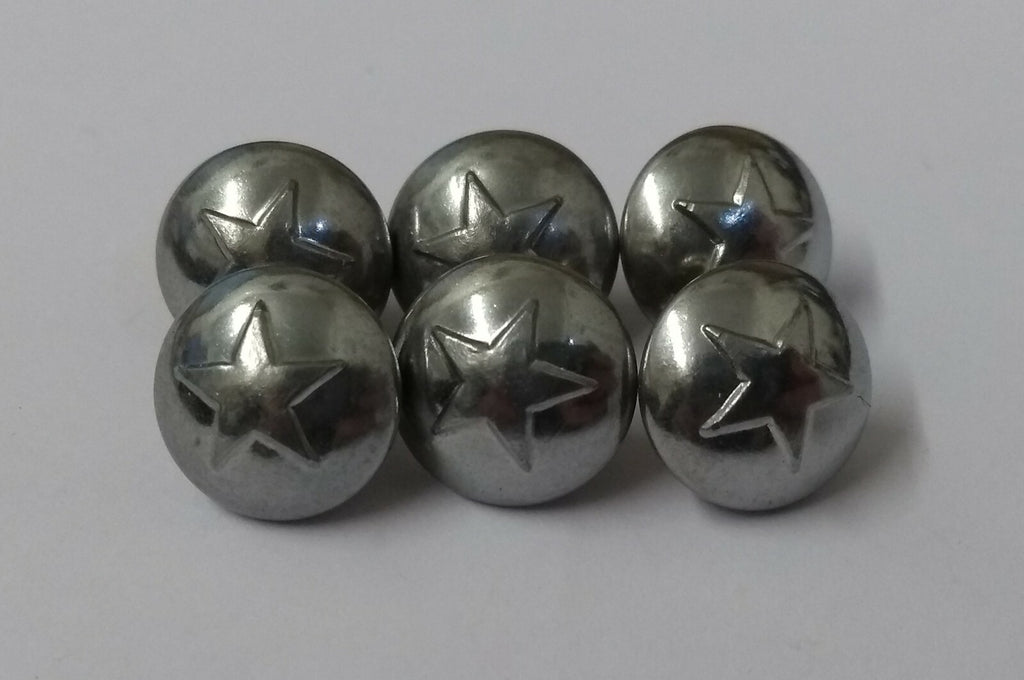 5 Point Star Small 11.6mm Dress Hat Buttons Looped Back With Raised Insignia X6