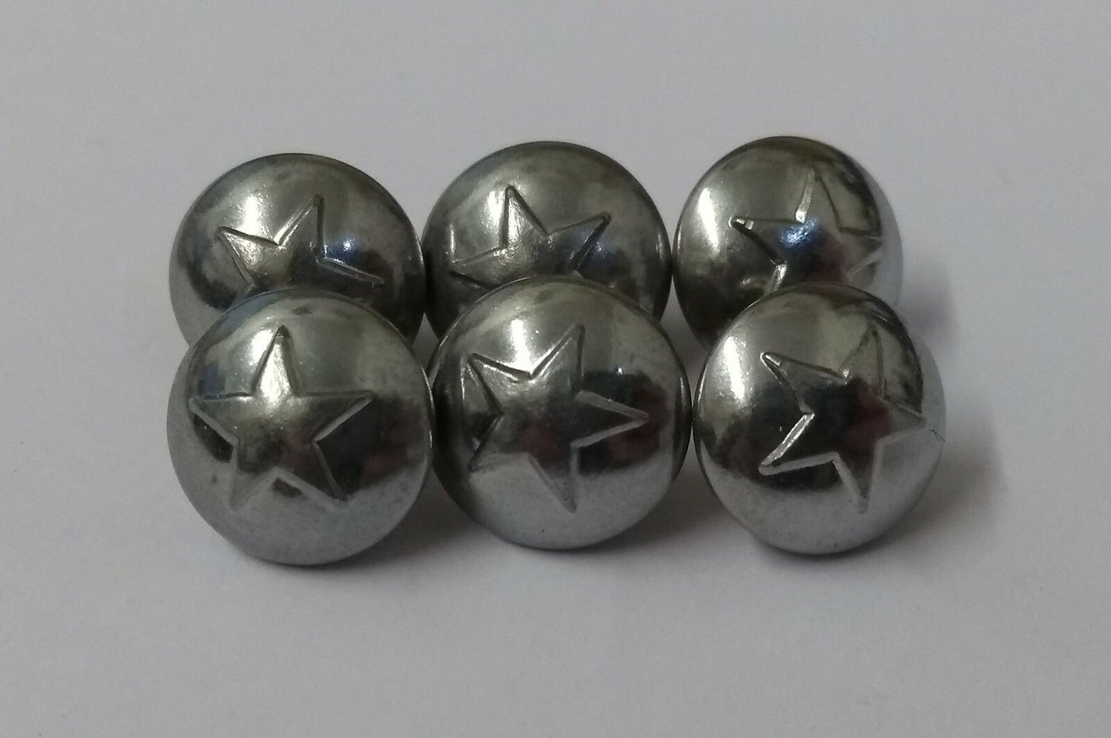 5 Point Star Small 11.6mm Dress Hat Buttons Looped Back With Raised Insignia X6