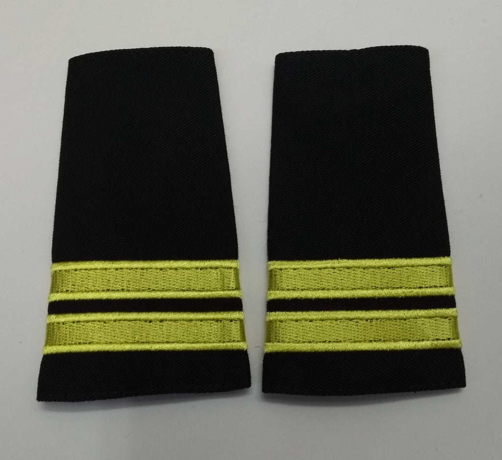 Officers Shoulder Slides 2 Bars Light Gold on Black Naval & Pilot Epaulettes