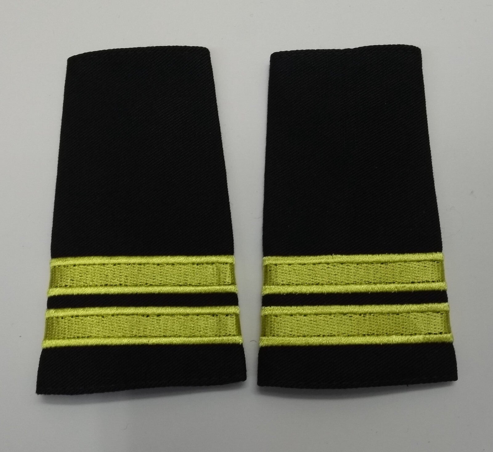 Officers Shoulder Slides 2 Bars Light Gold on Black Naval & Pilot Epaulettes