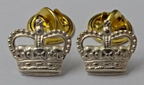 Rank Crown 3/8" Dead Silver Officers Insignia Snap Pin x 2 NEW