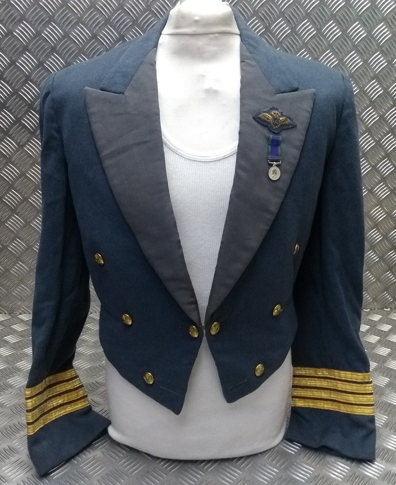 RAF Royal Air Force Vintage Mess Jacket Airforce Blue Grey OFC With Braided Cuffs
