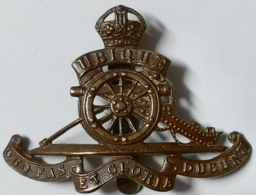 Vintage Royal Artillery King's Crown Hat Badge British Army issue Old Pattern