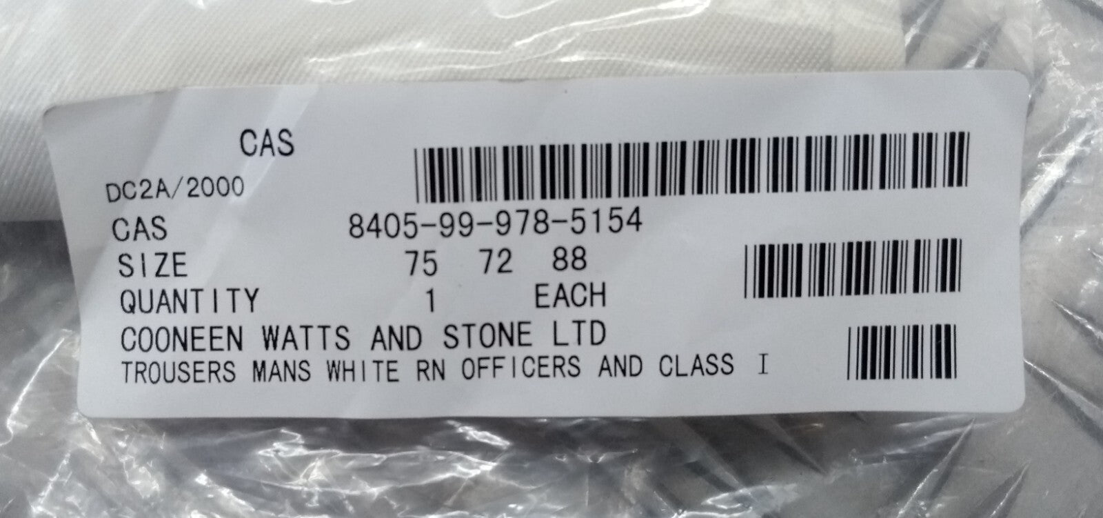 White Naval Trousers Officer & Gentleman Class 1 British Royal Navy Marked 28"