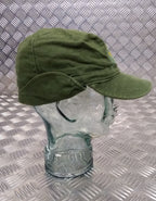 Genuine Swedish Vintage Green Cotton Drill Fatigue Combat Cap 1960`s OP