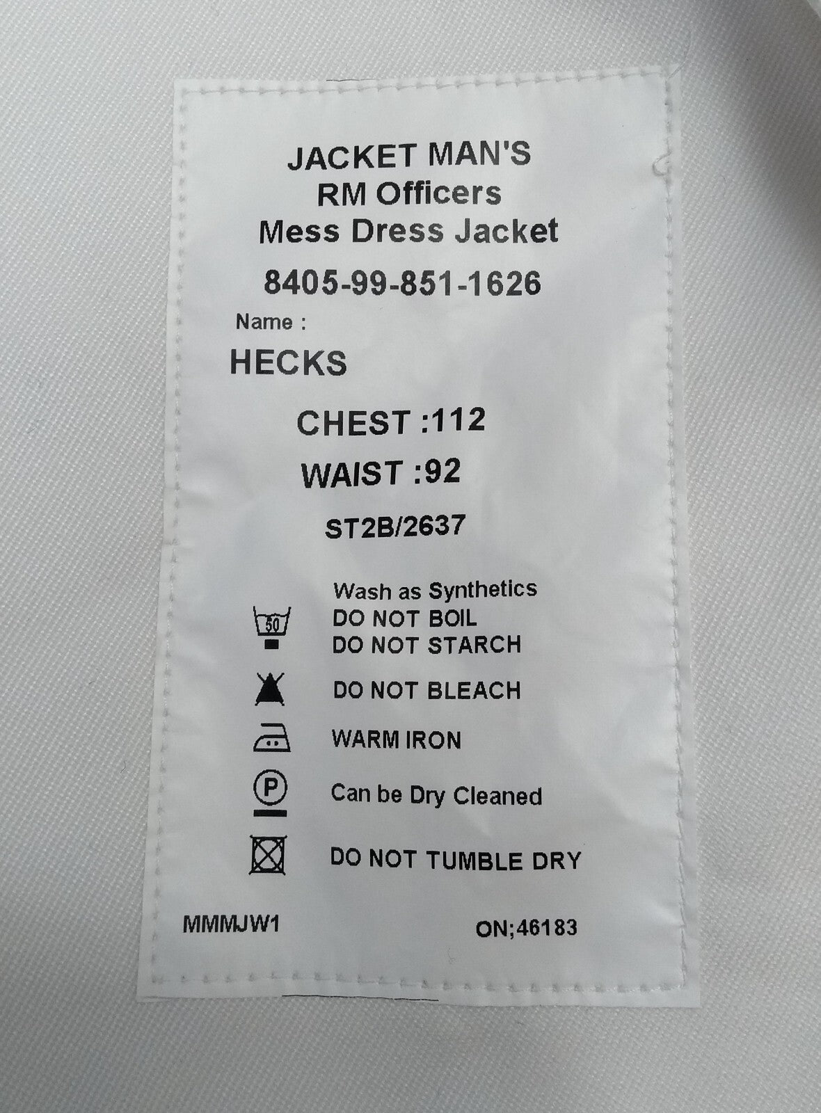 RM Royal Marines Mess Jacket White British Royal Dress Jacket Assorted Sizes