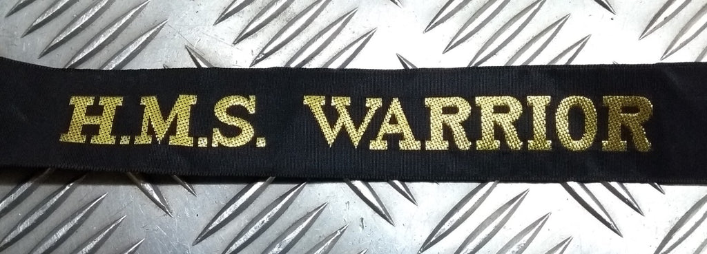 British Navy H.M.S HMS Cap Tally Ribbons for Pork Pie Style Hat - NEW