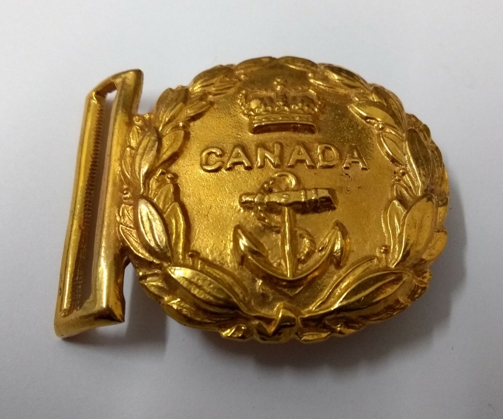 Genuine Vintage Canadian Naval Queens Crown Ceremonial Canada Belt Buckle EBYT92