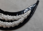 Officers Patent Peak British Forces Dress Hat Visor 2 Row Oak Leaf Silver Braid