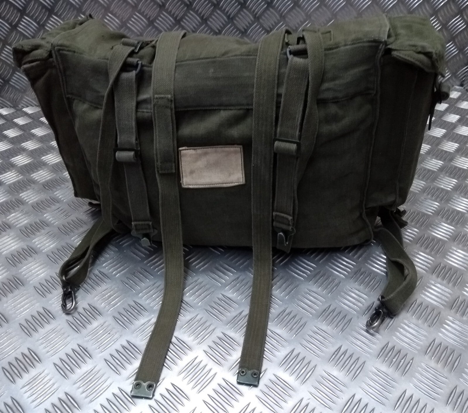 Vintage Army Pack Large Heavy Duty Canvas Pannier Side Webbing Bag Assorted