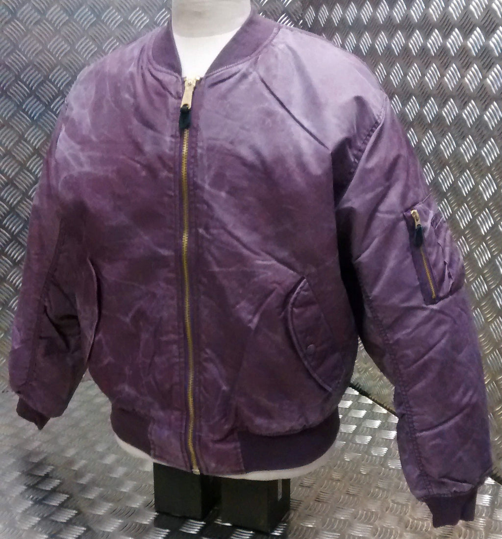 MA1 US Military Style Bomber Jacket Maroon Stone Washed - NEW