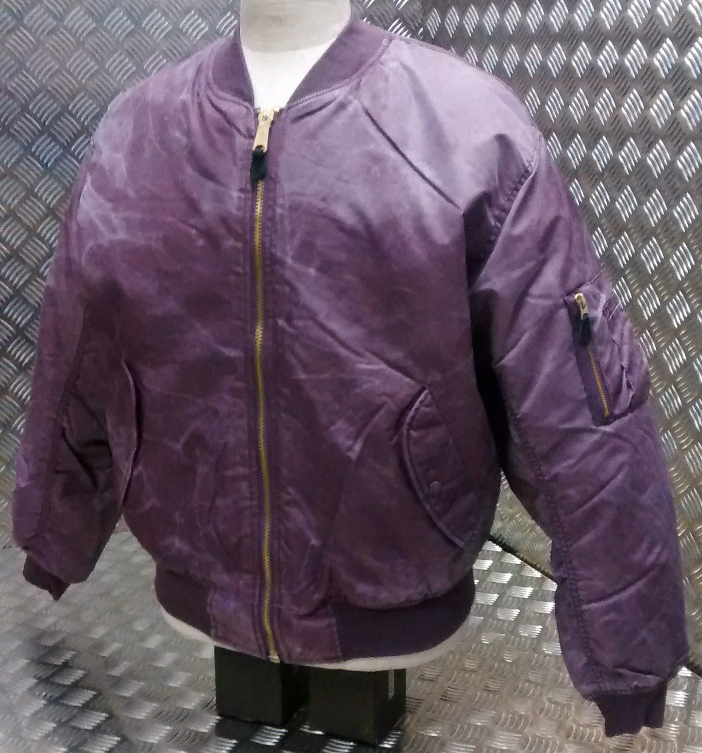 MA1 US Military Style Bomber Jacket Maroon Stone Washed - NEW