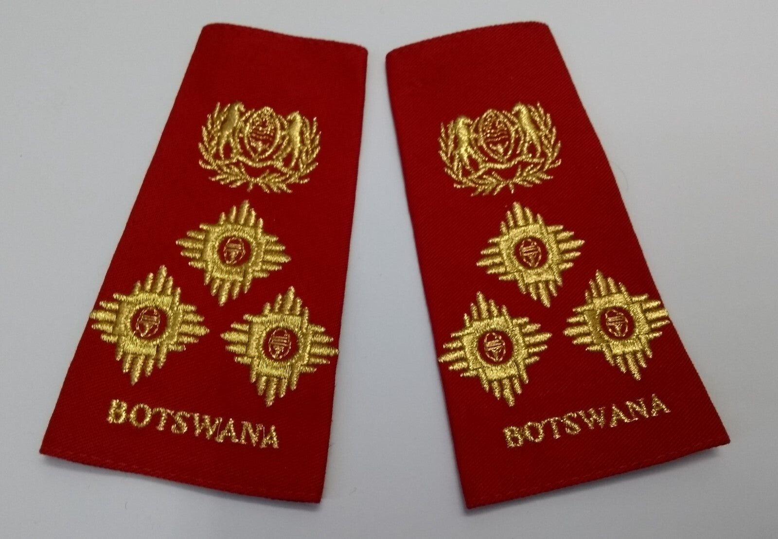 BDF Brigadier Rank Shoulder Slide With Gold Braided Insignia Botswana Epaulettes