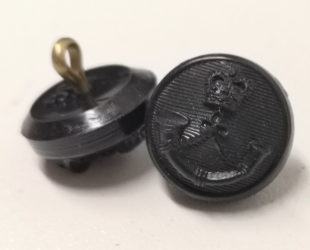 Royal Green Jackets Insignia Black Nylon / Plastic Buttons 20L x2