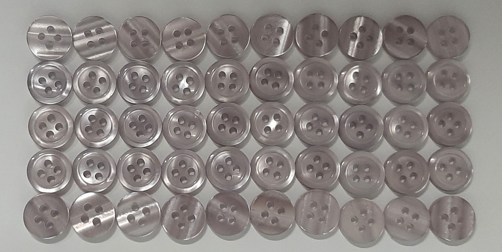 100 Vintage Buttons 4 Hole For Dress Shirts Pearlesque Cool Blue 9.9mm NOS