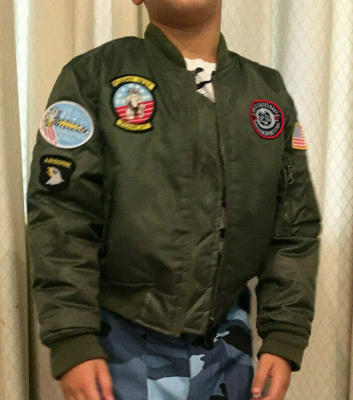 RAF Kids Army Royal Air Force MA1 Flight Pilot Bomber Style Childrens Flying Jacket - NEW