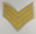 Lancers Regiments Patch Sergeant 3 Chevron Gold on White / Cream