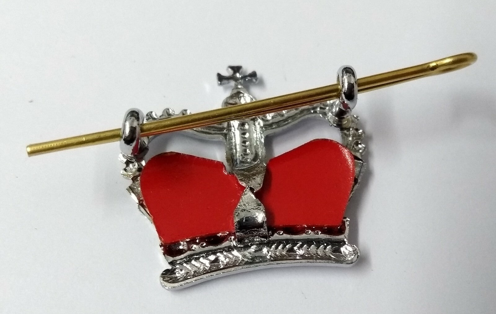 Rank Crown With Red Backing British Issue Made in UK With Fixings - JK03XZ