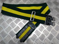 Stable Belt 75mm Green with Yellow Stripes Double Leather Straps UK Made MED