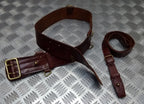 Vintage Sam Browne Belt Brown Leather Belt Set And Cross Over Strap Complete