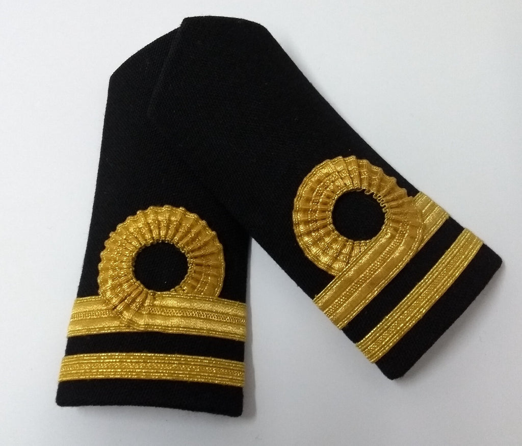 Naval Officers Lieutenant Uniform Shoulder Boards Epaulette Black & Gold Detail