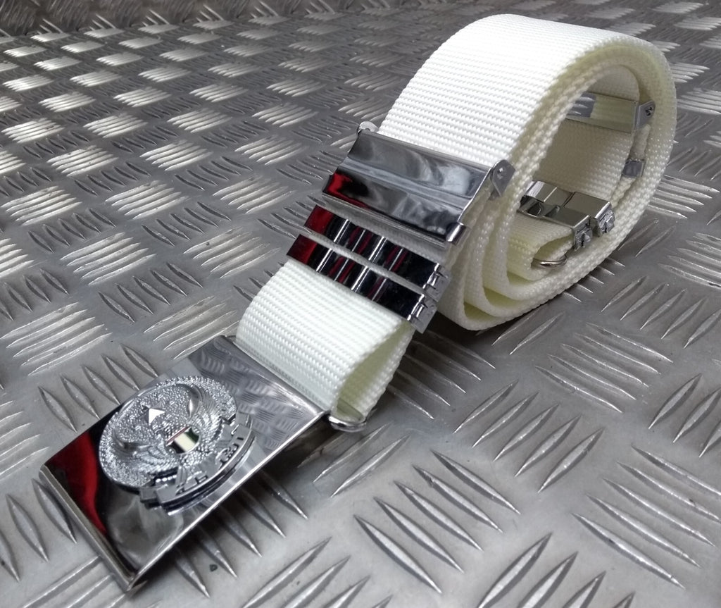Abu Dhabi Belt White Nylon With Insignia Buckle For Ceremonial & Parade Duties