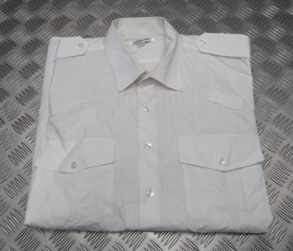 OPG White Uniform Shirt Short Sleeve With Epaulettes Collar 17.5"