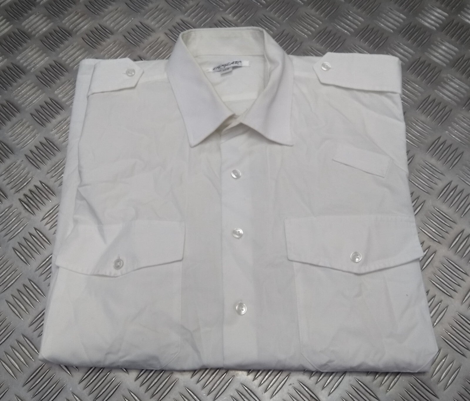 OPG White Uniform Shirt Short Sleeve With Epaulettes Collar 17.5"