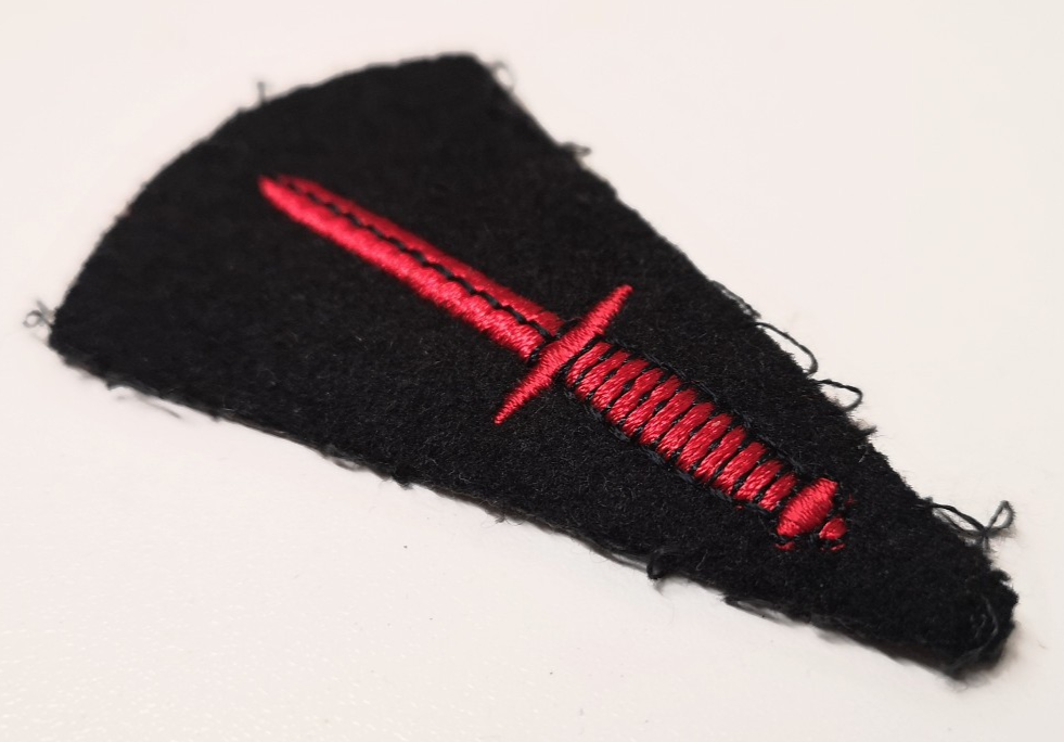 Royal Marines Commando Red Dagger on Black Felt Patch