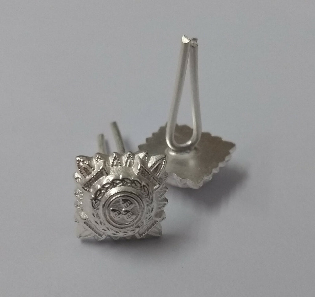 Rank Pips 3/8" Dead Silver Officers Bath Stars Wire Fitment x 2 NEW