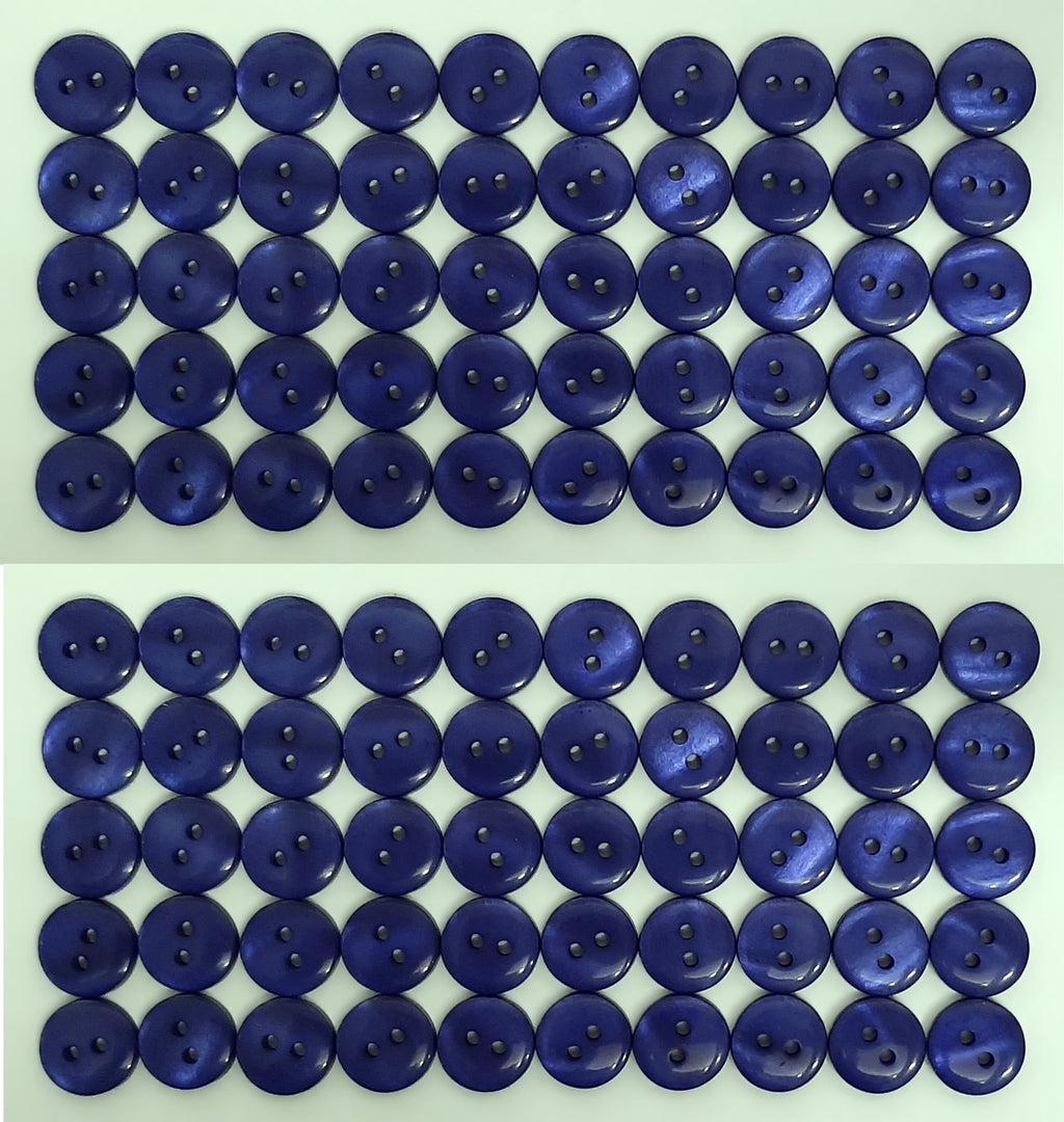 100 Vintage Buttons 2 Hole Shirt / Shank Anchors Pearlesque Mid Blue 11.4mm NOS