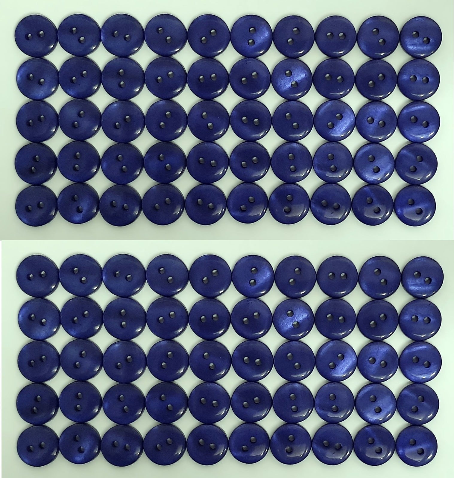 100 Vintage Buttons 2 Hole Shirt / Shank Anchors Pearlesque Mid Blue 11.4mm NOS