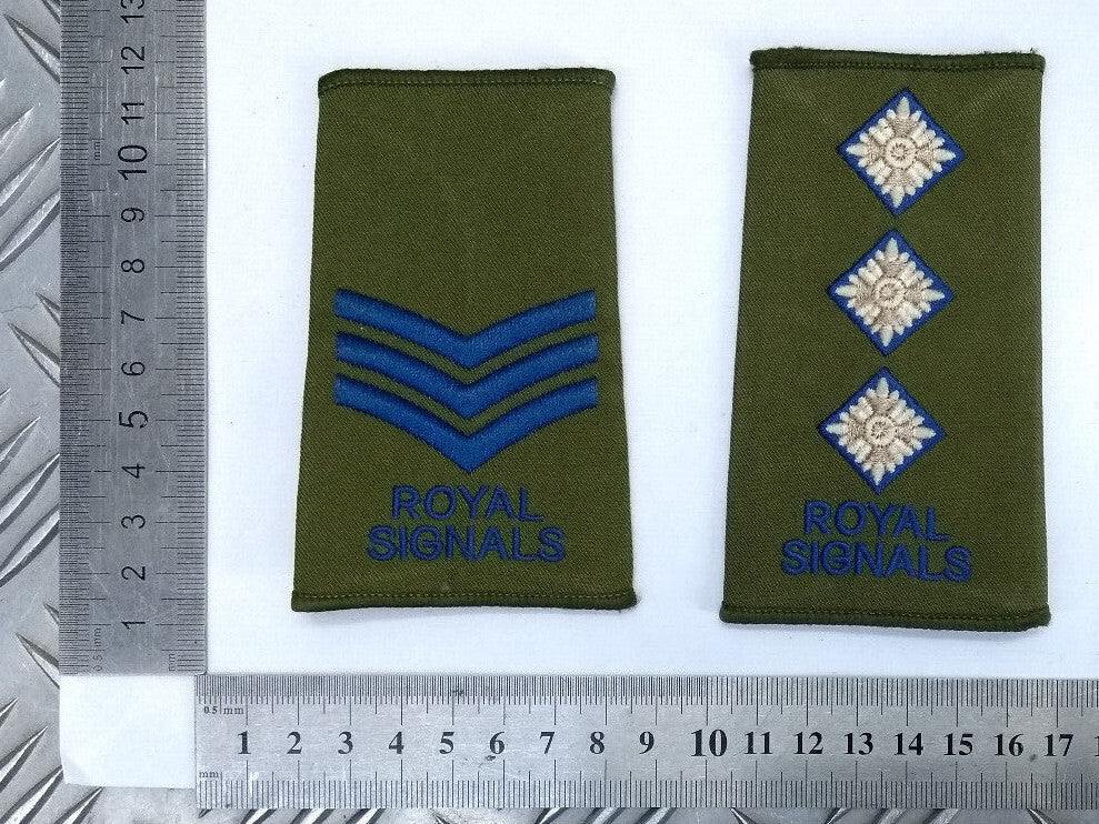 Royal Signals Green & Blue Rank Slides / Epaulettes