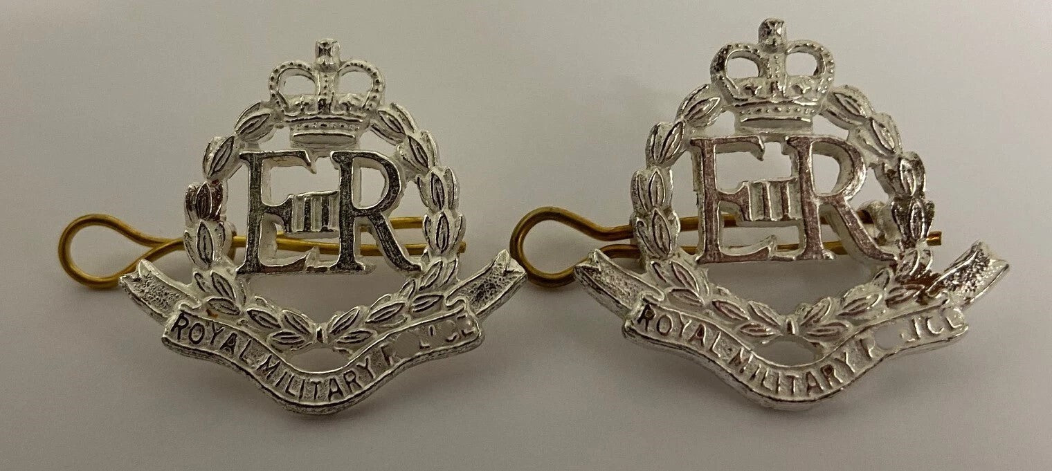Collar Badges RMP Army Style OFC Silver