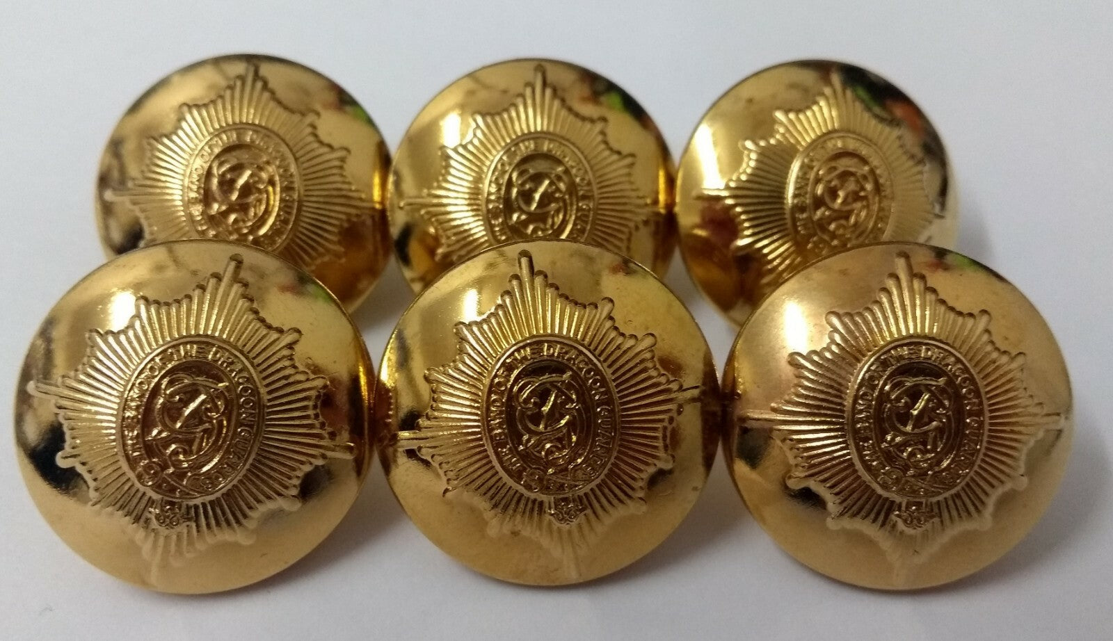 Genuine British Army Issue The Band of The Dragoon Guards Gilt Dress Buttons 40L
