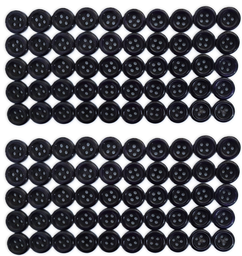 100 Vintage Buttons 4 Hole Shirt / Shank Anchors Pearlesque Dark Blue 11.4mm NOS