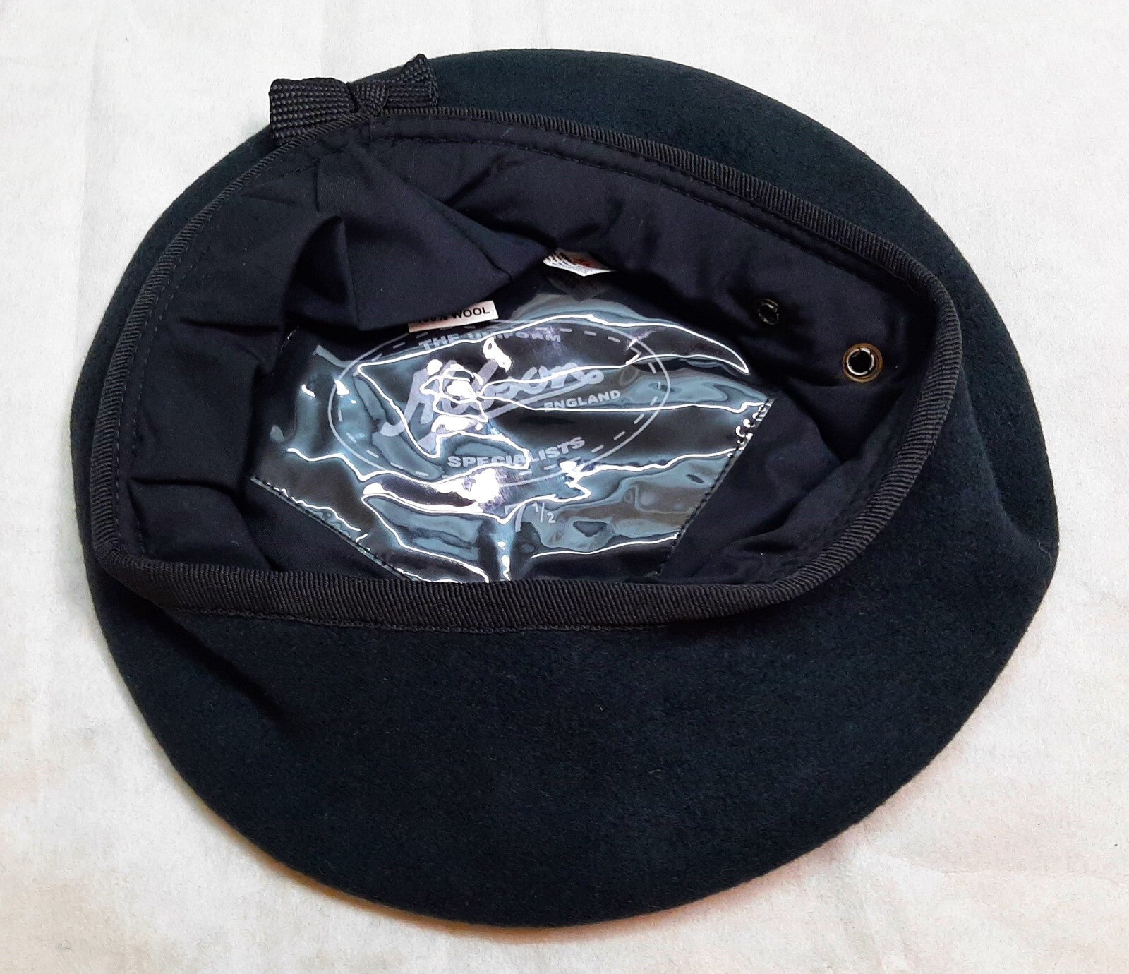 Army Green Bonnet Hobson Old Pattern 100% Wool Beret Cap Quilt Lined 60/61cm