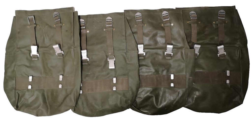Vintage Army Issue Heavy-duty Vinyl Backpacks & Belts x4ea Heavy Wear & Defects