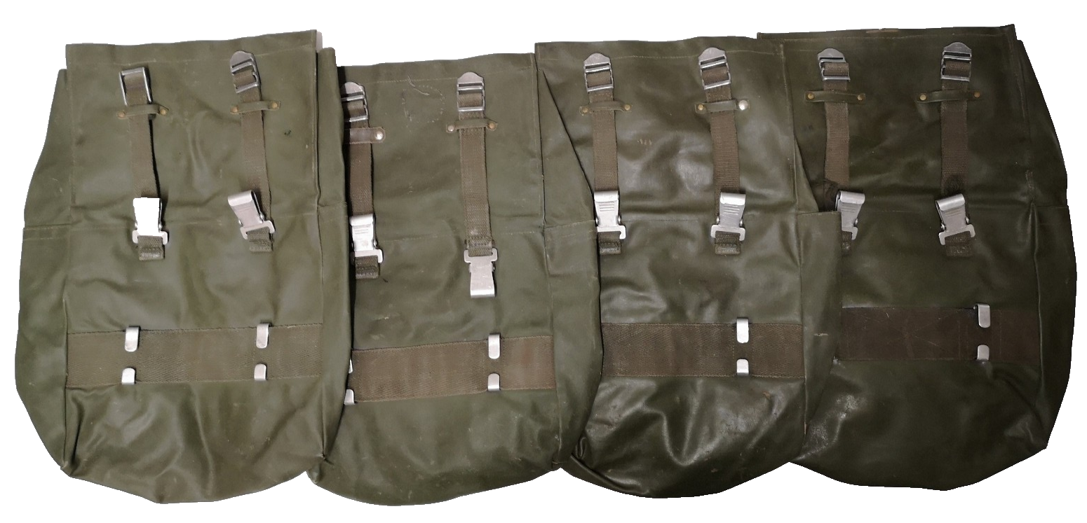 Vintage Army Issue Heavy-duty Vinyl Backpacks & Belts x4ea Heavy Wear & Defects