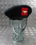 Wool Beret Cap H&S Black With Eagle Badge Size 57cm NEW