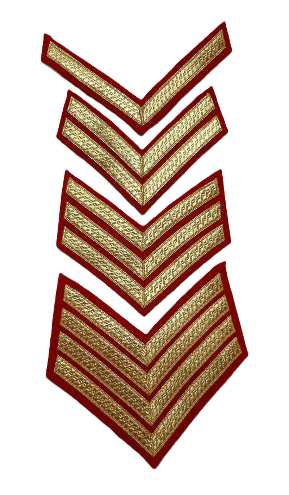Stripe Service Chevron Bar Lace Gold on Red Felt Various British Ranks