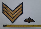 RAF Royal Air Force Embroidered Patches Air Force 3 Chevrons and Q/C Full Brevet